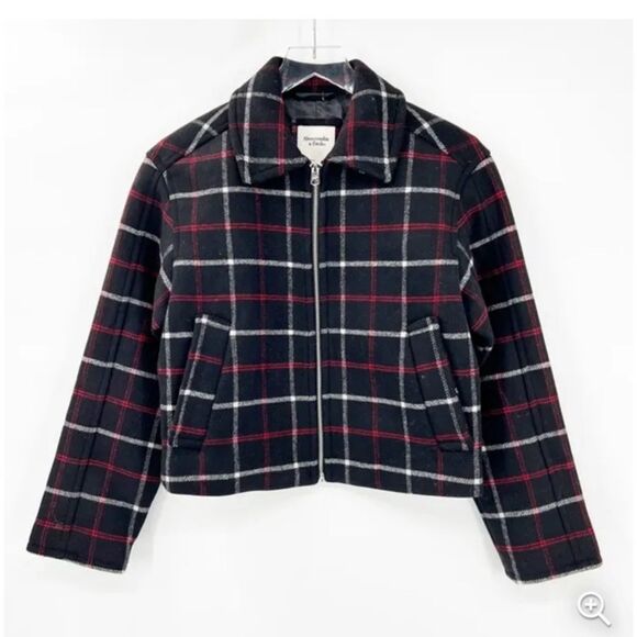 Abercrombie Fitch NWOT Plaid Zip Up Wool Blend Jacket